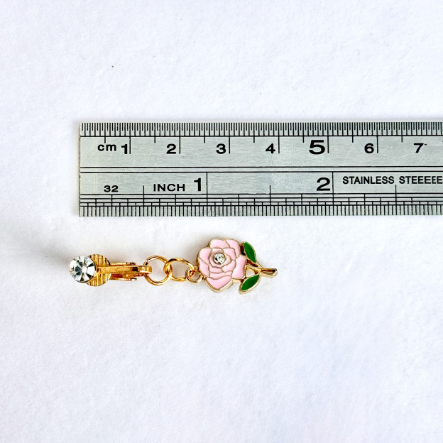 White Rose Charm Faux Navel Ring