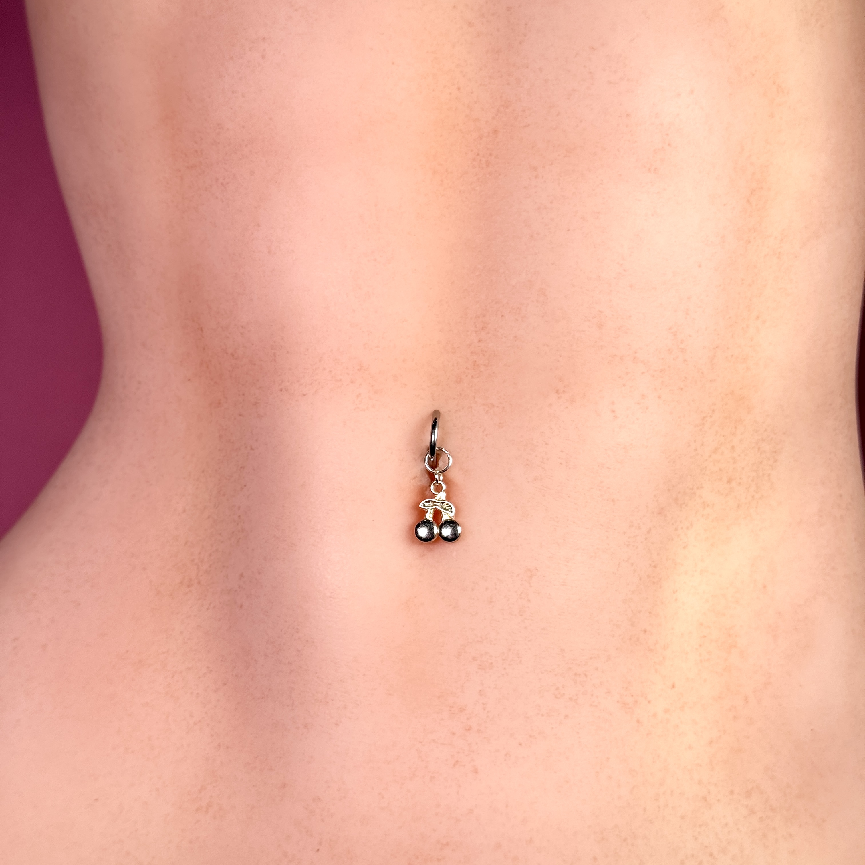 Cherry Charm Faux Belly Button Ring