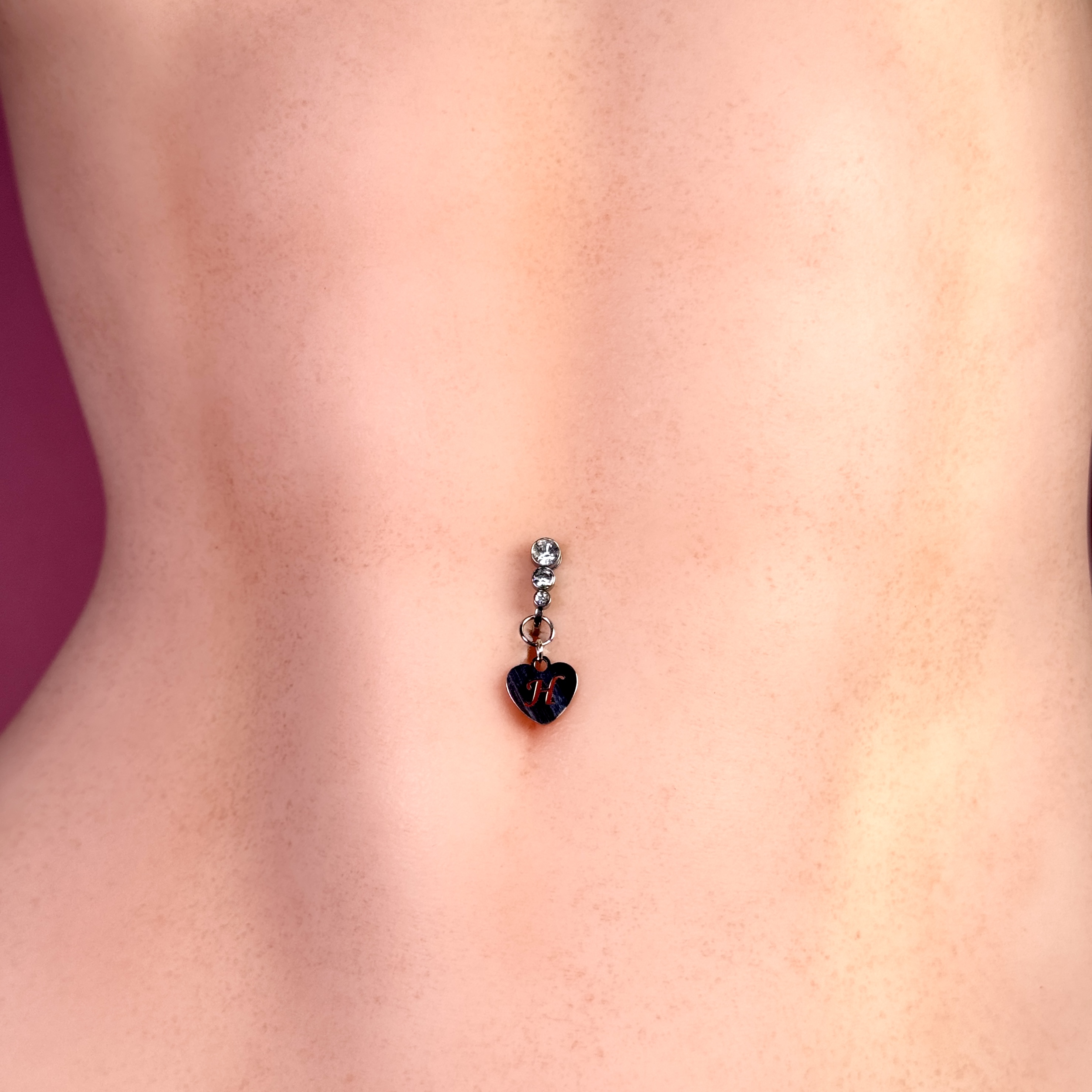 Customizable Initial Heart Faux Navel Ring