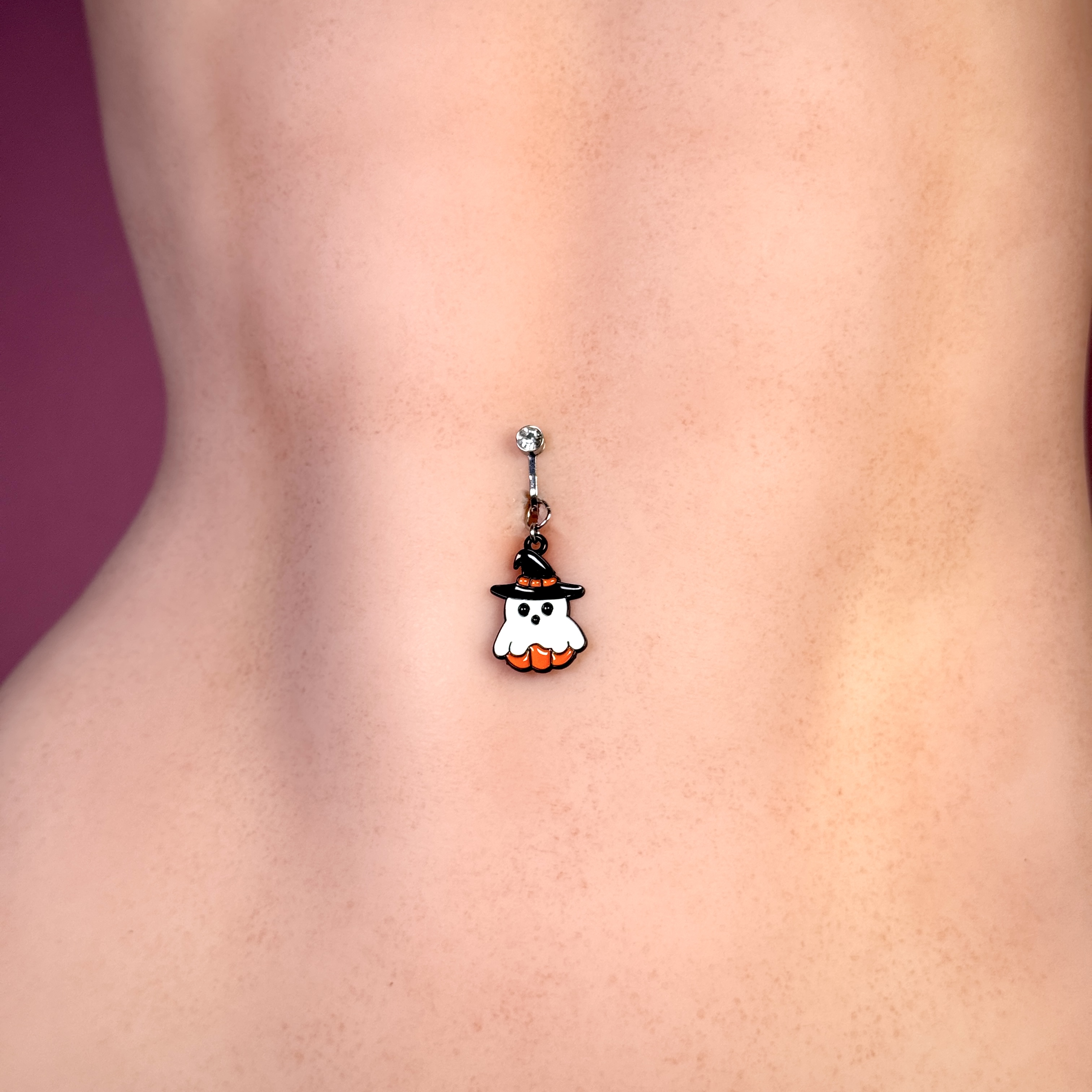 Pumpkin Ghost Navel Charm