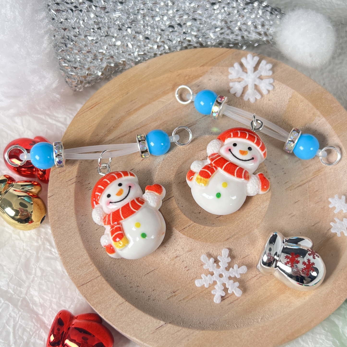 Frost Blue Pearl Snowman Clamps