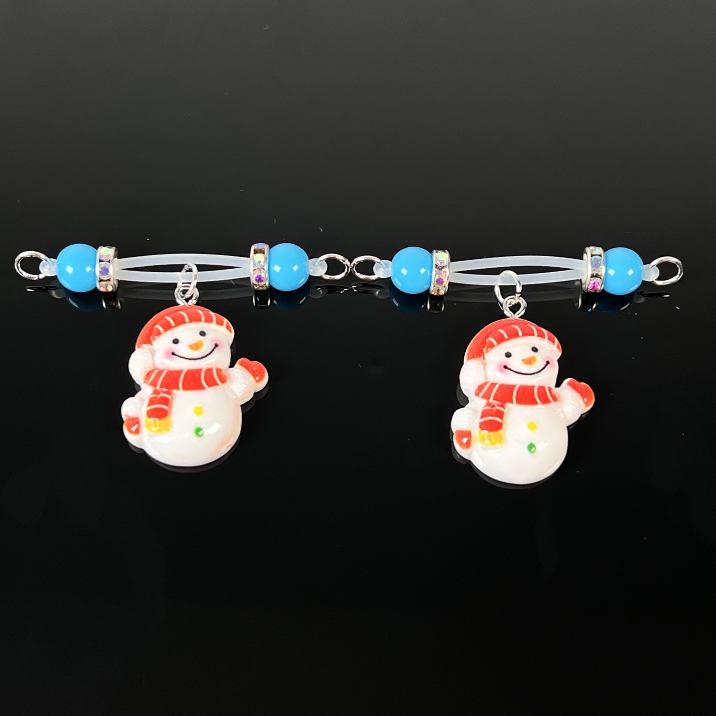 Frost Blue Pearl Snowman Clamps
