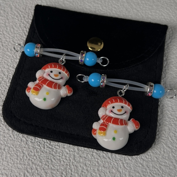 Frost Blue Pearl Snowman Clamps