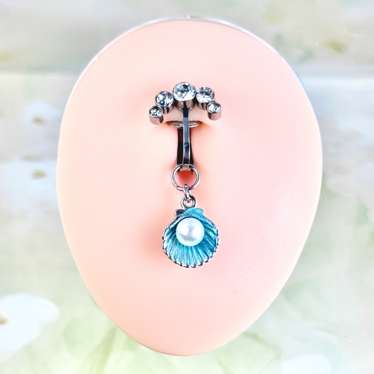 Pearl Seashell Faux Belly Button Ring