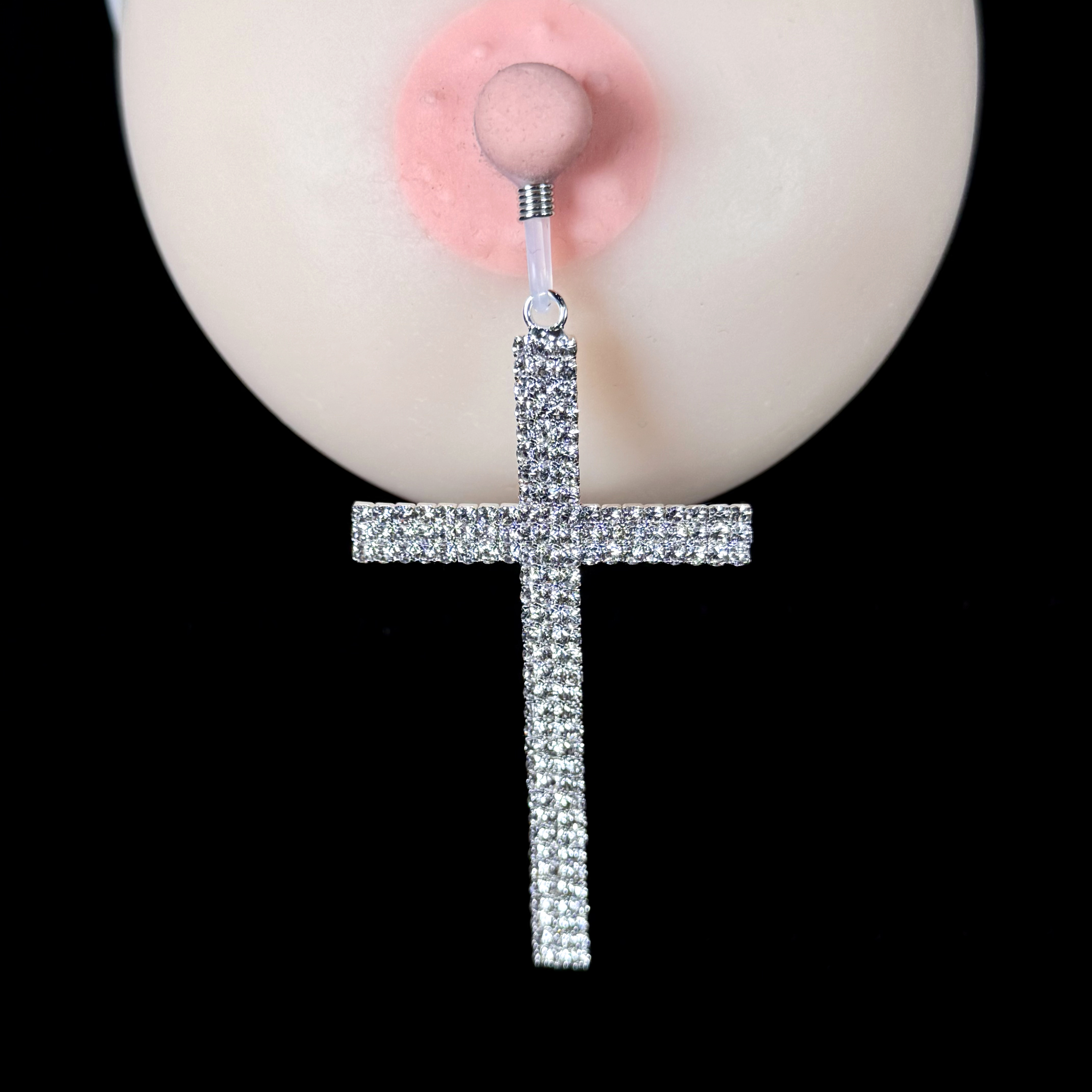 Rhinestone Cross Charm Clip