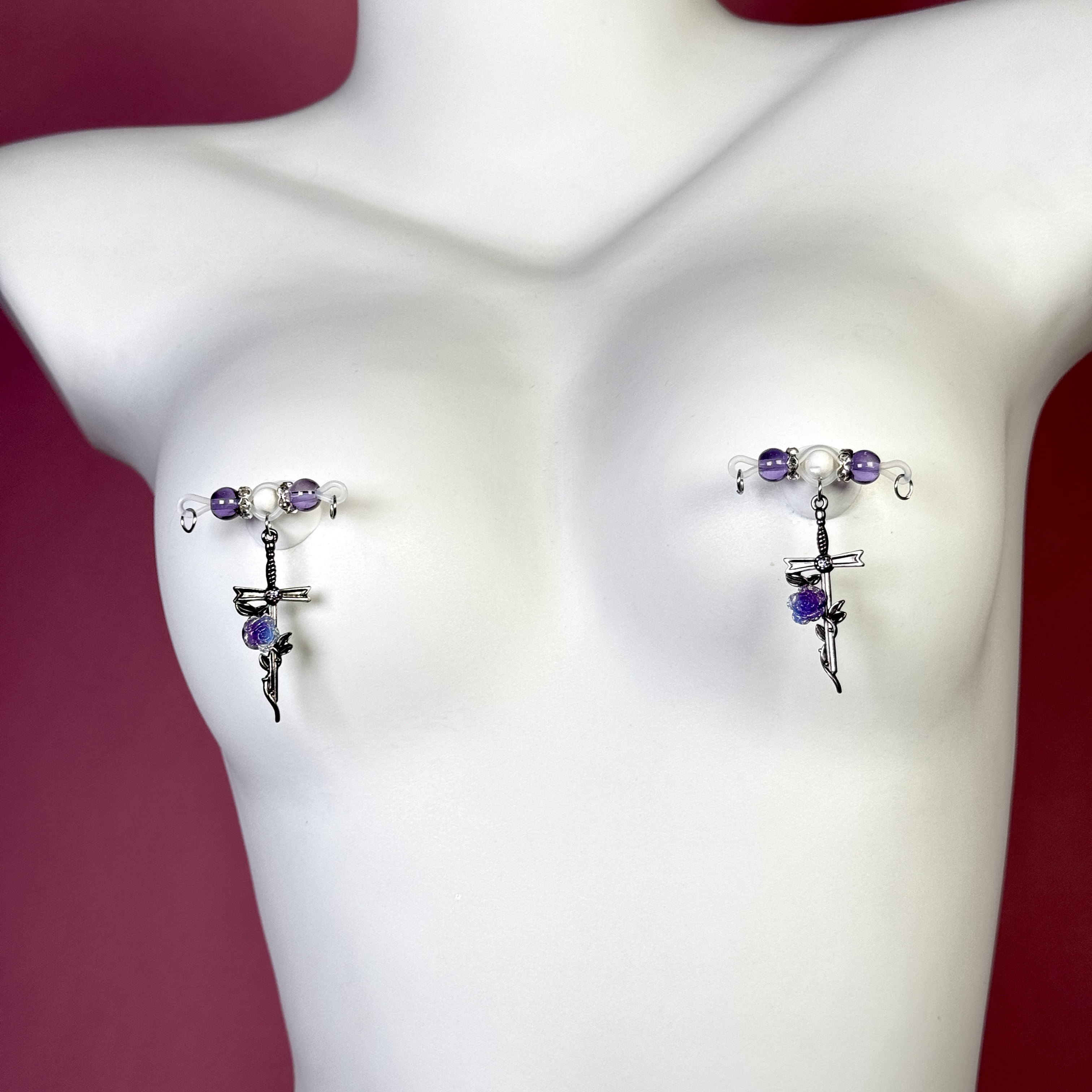 Mystic Crystal Cross Nipple Jewelry