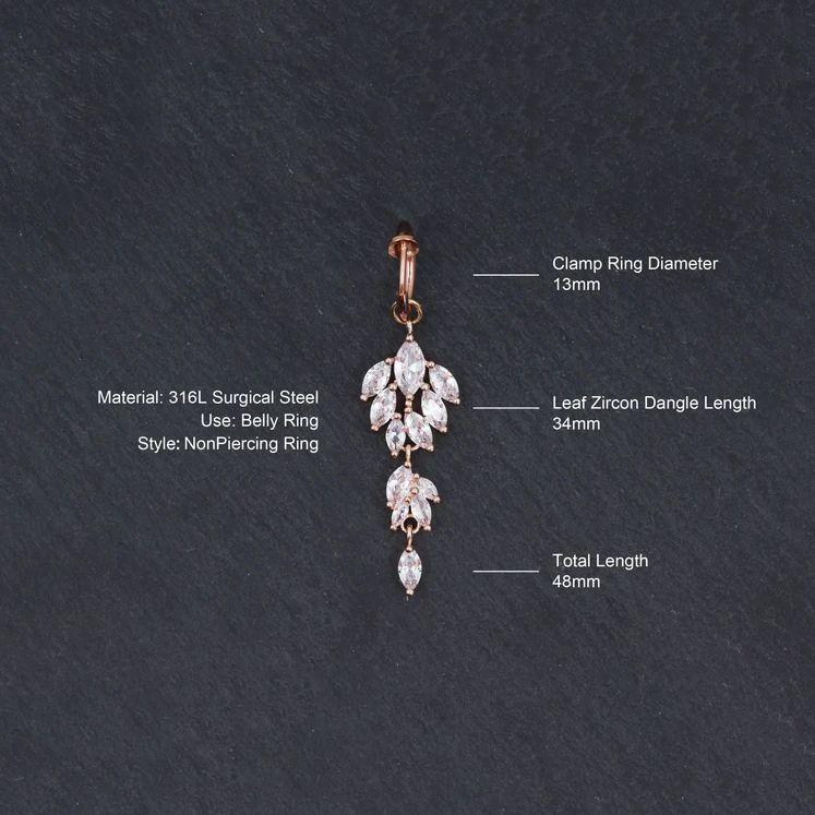 Crystal Flower Dangle Non piercing Belly Button