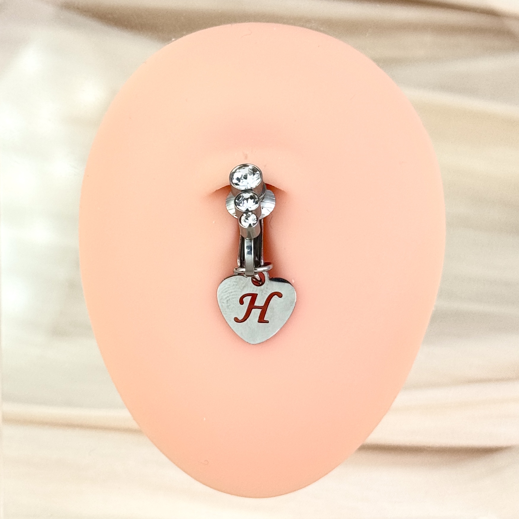 Customizable Initial Heart Faux Navel Ring