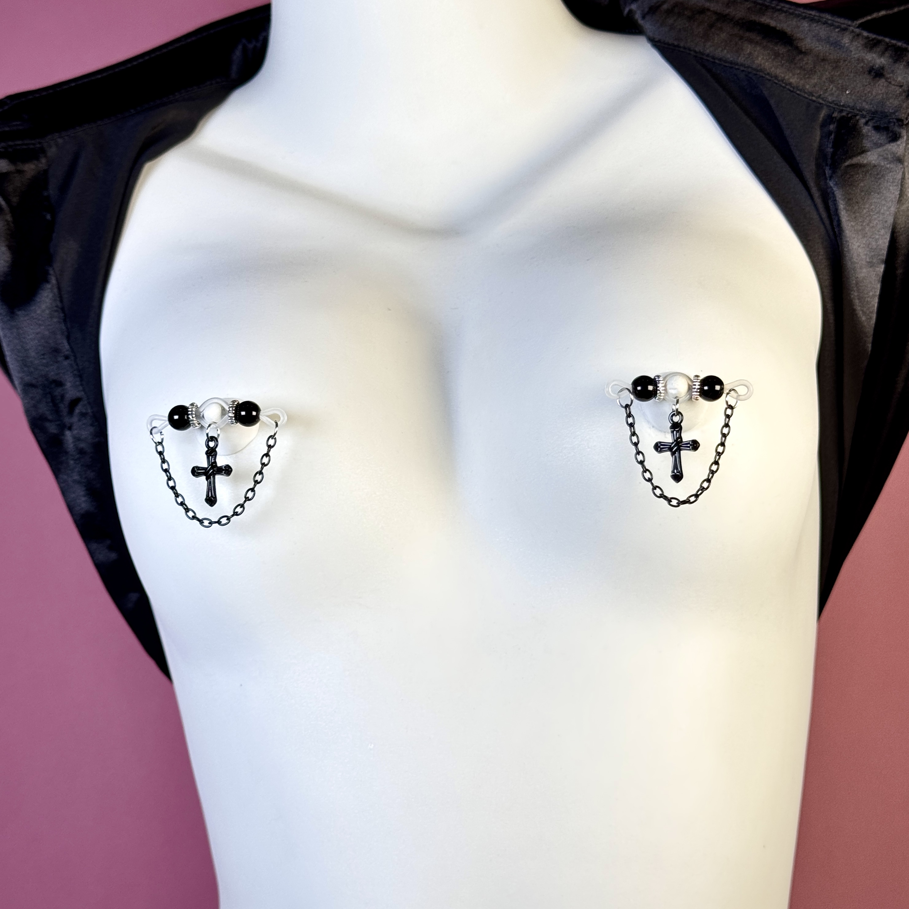 Dark Cross Gothic Non-Piercing Nipple Jewelry