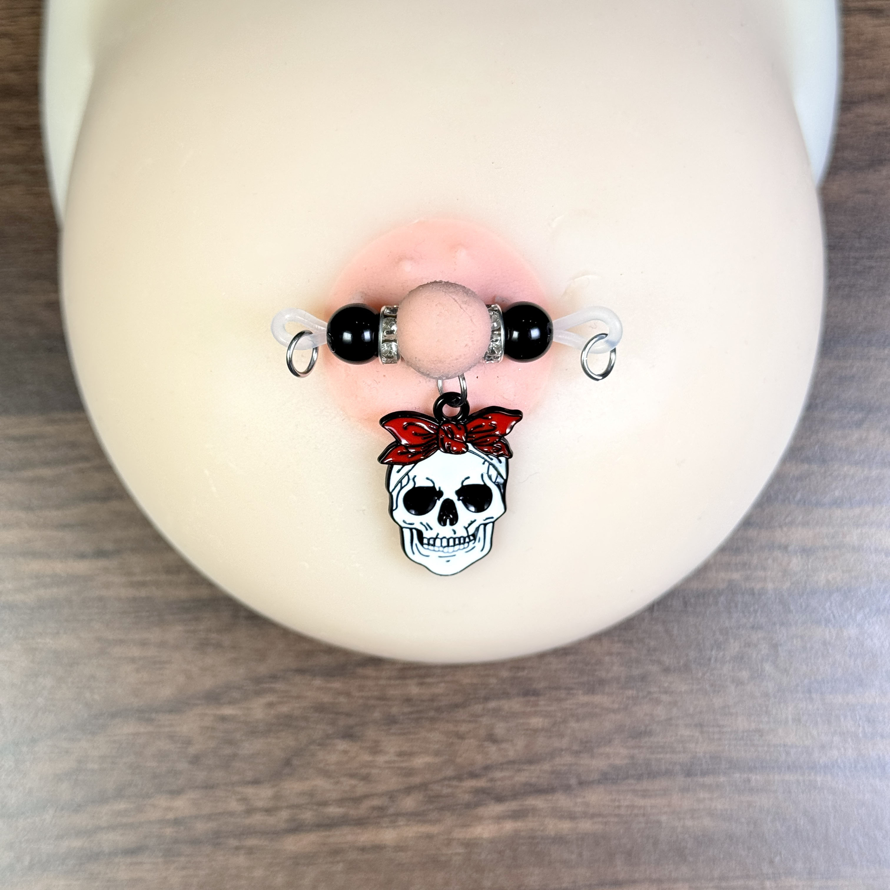 Red Bow Skull Gothic Nipple Jewelry