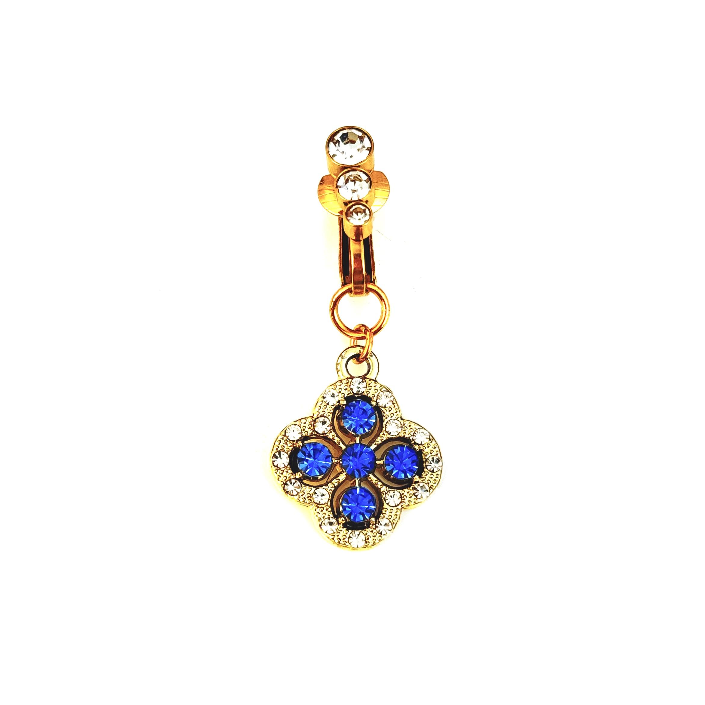Sapphire flower non-piercing navel jewelry