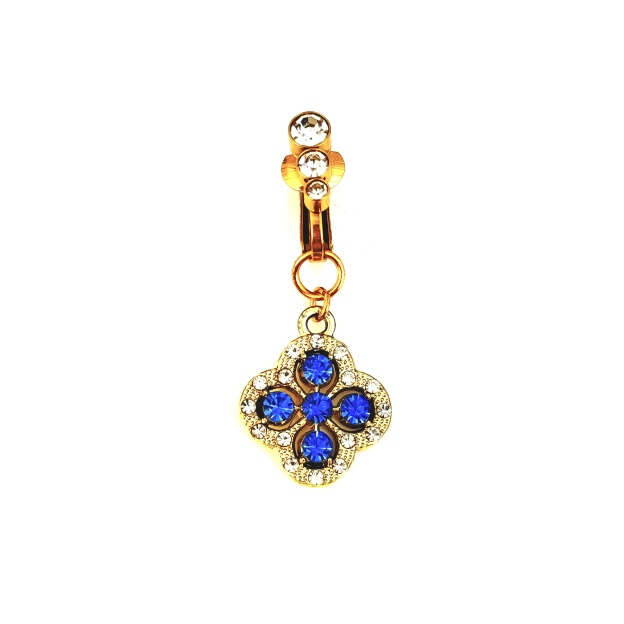 Sapphire flower non-piercing navel jewelry