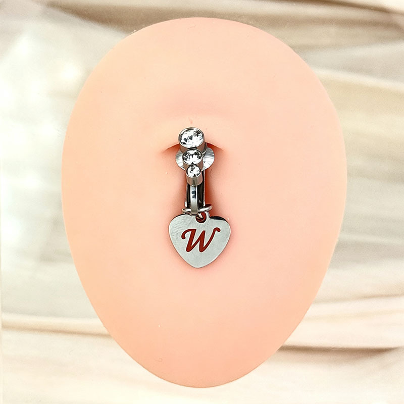Customizable Initial Heart Faux Navel Ring