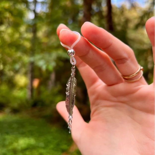 Silver Feather Pendant Nipple Ring
