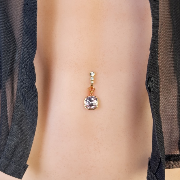 Non-piercing amethyst navel clip