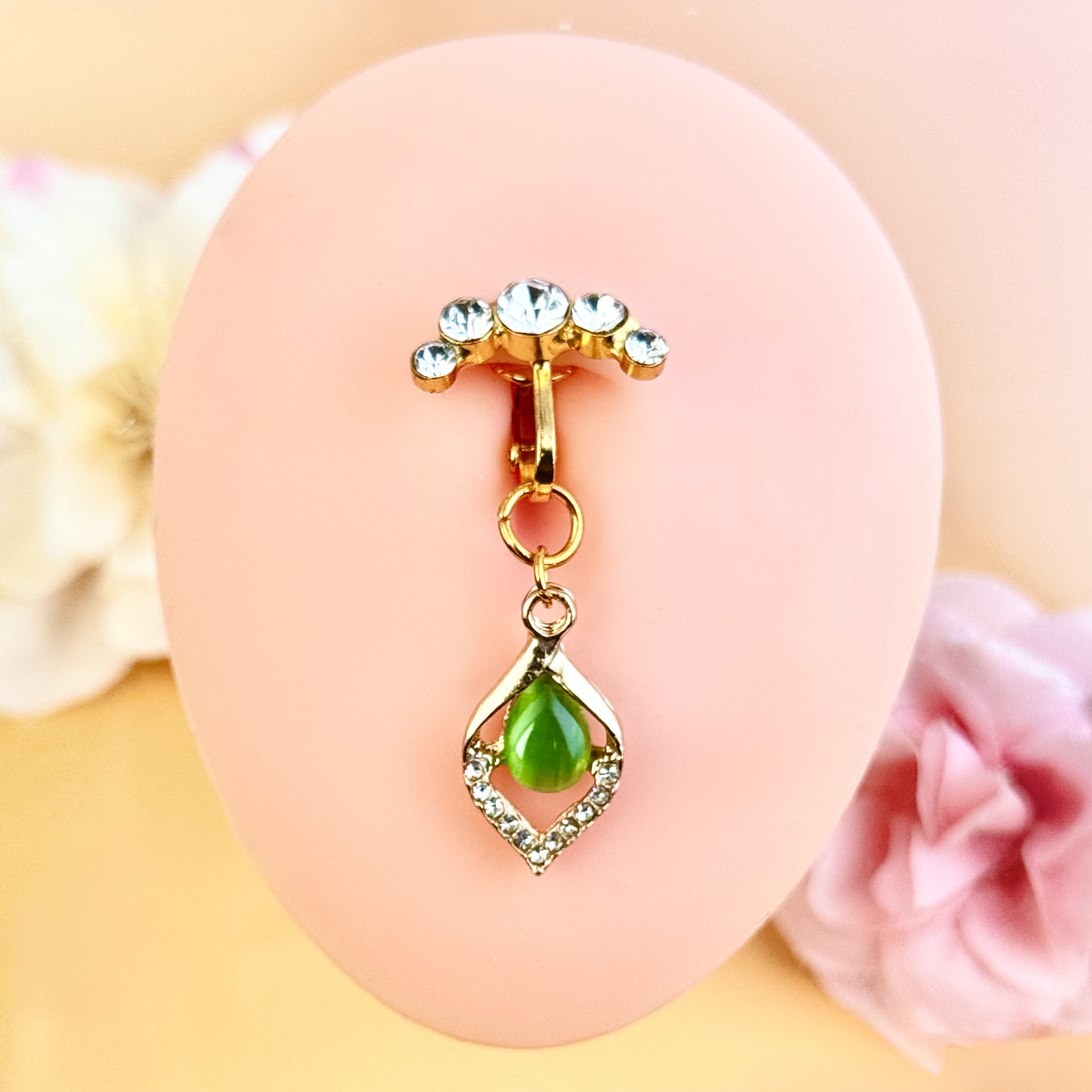 Emerald Teardrop Belly Clip
