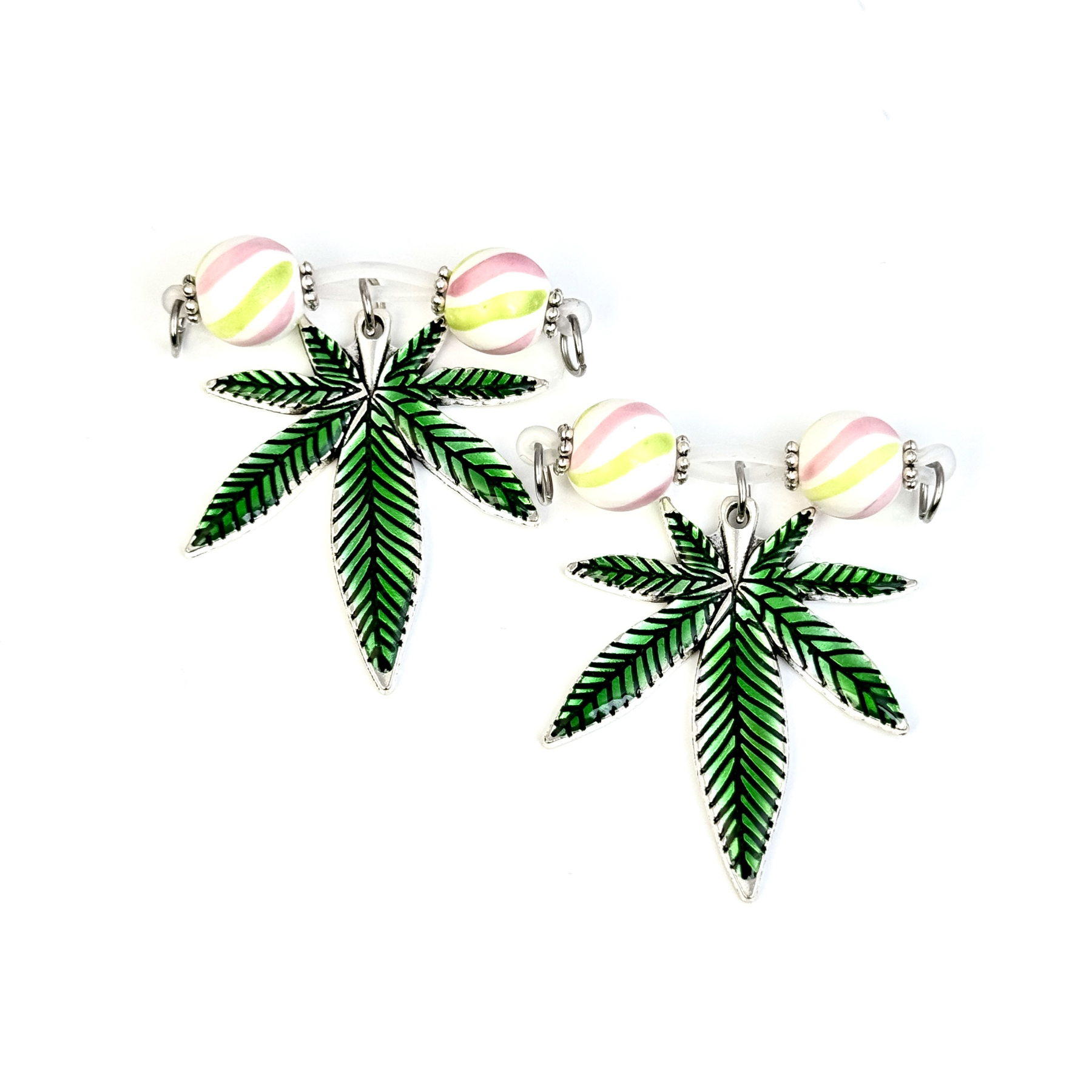Emerald Leaf Charm Nipple Clamps