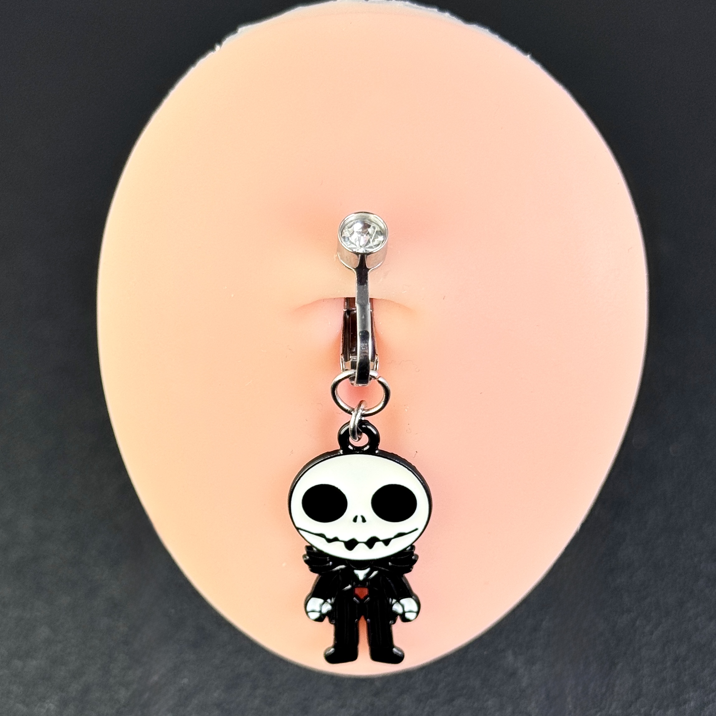 Spooky Skull Doll Halloween Belly Ring