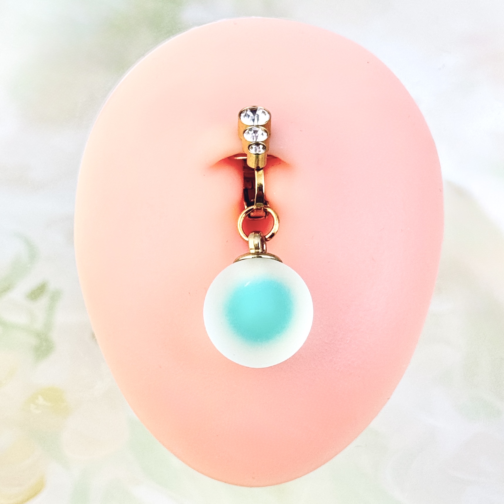 Non-piercing crystal ball navel jewelry