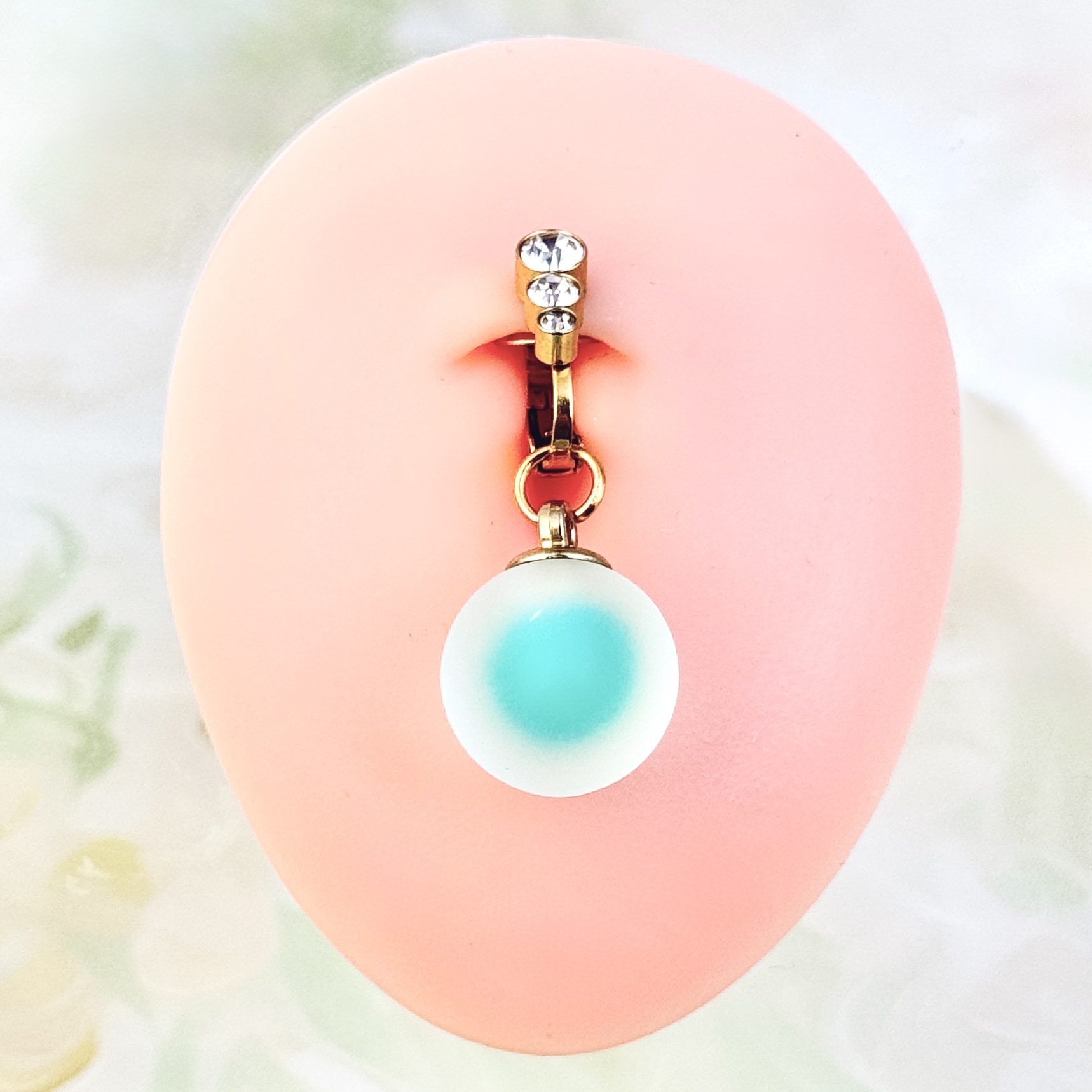 Non-piercing crystal ball navel jewelry