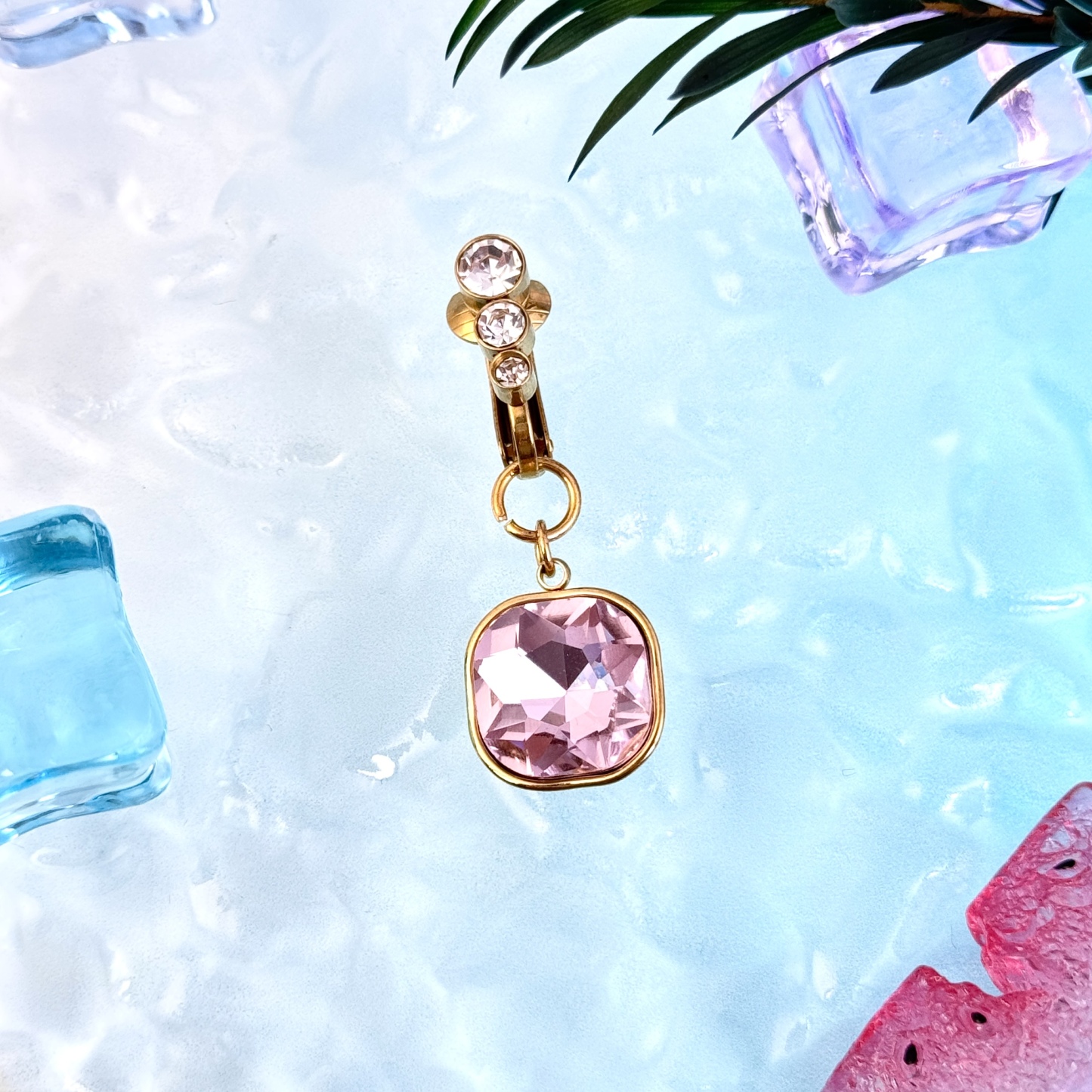 Non-piercing amethyst navel clip