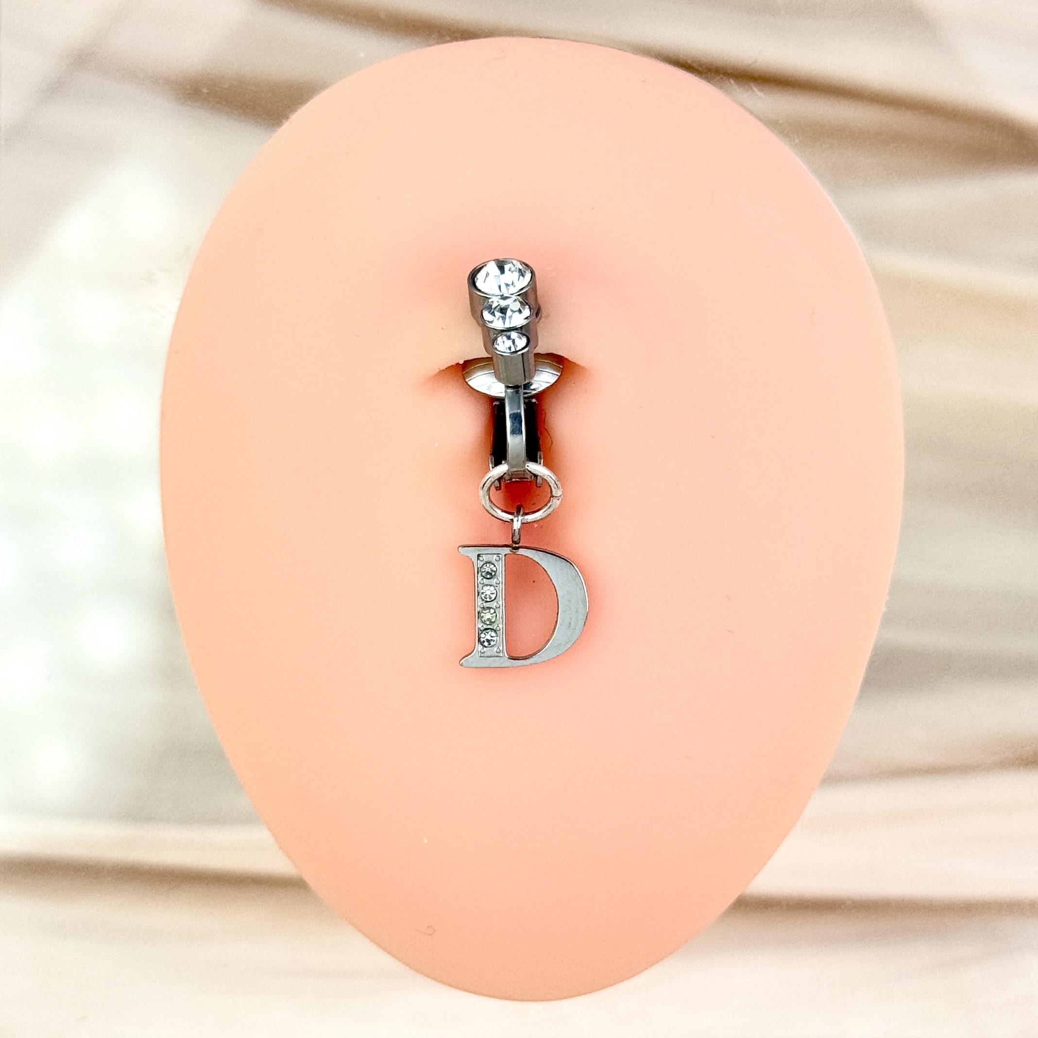 Custom Personalized Letter 'D' Navel Jewelry