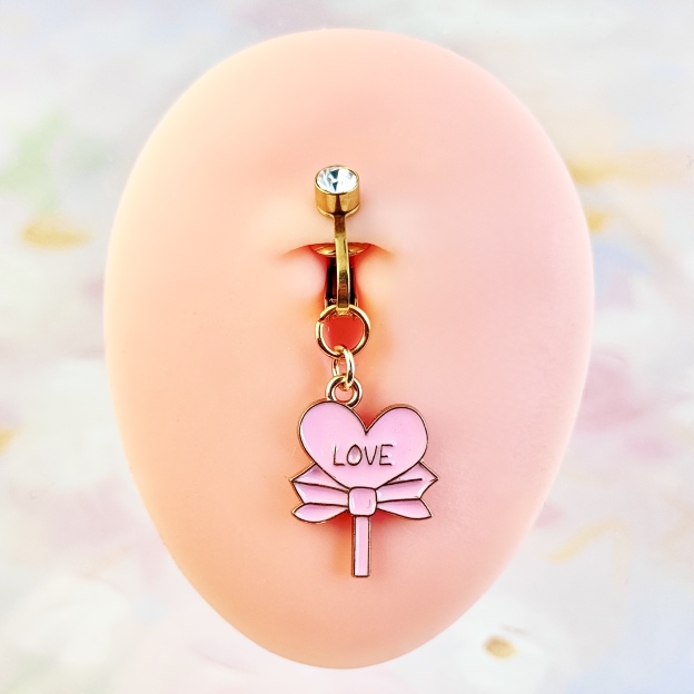 Love Bow Charm Faux Navel Ring