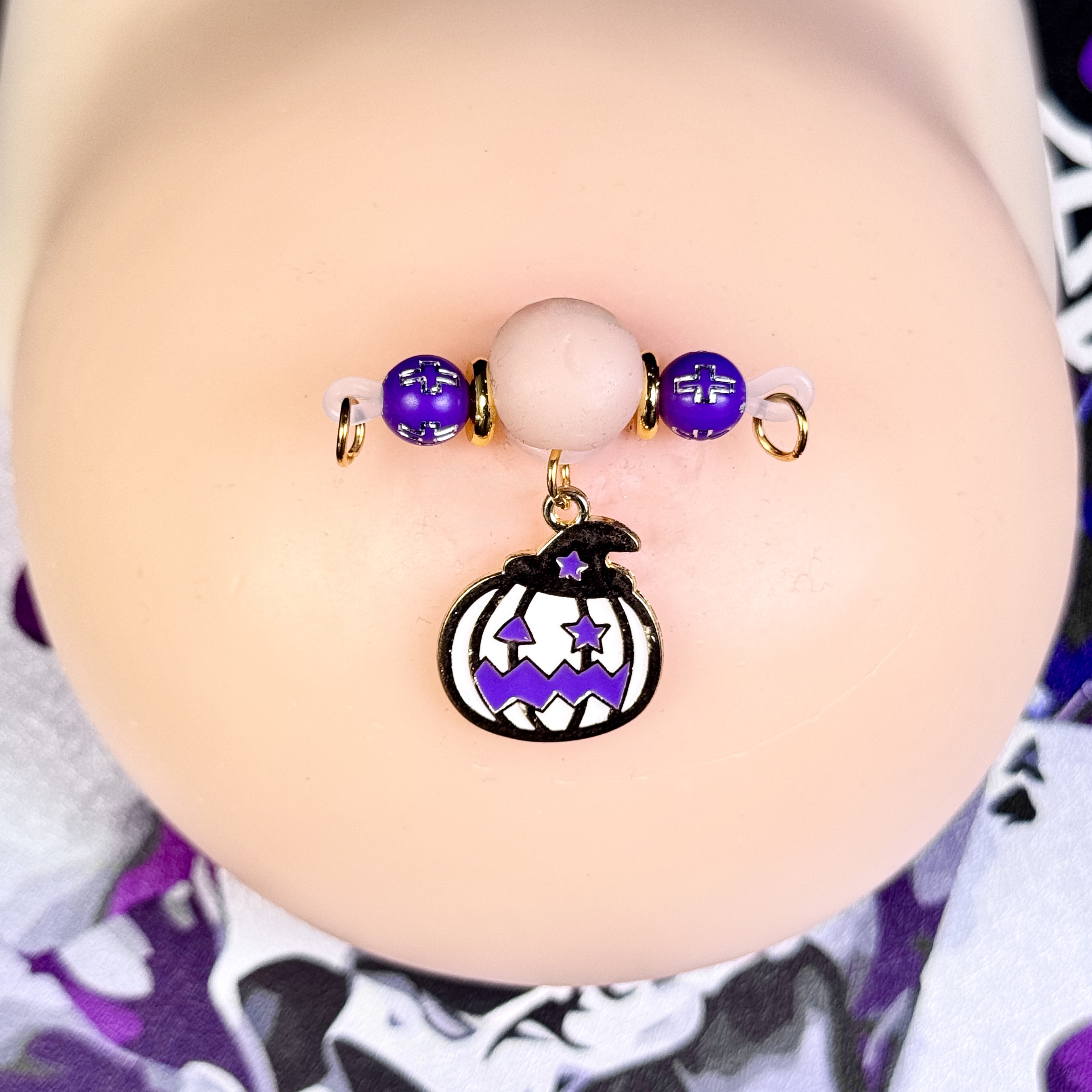 Mystic Purple Pumpkin Charm Non-Piercing Nipple Jewelry