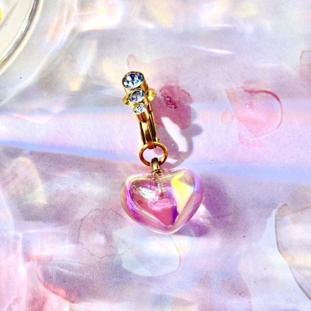 Crystal Heart Glow Faux Navel Ring