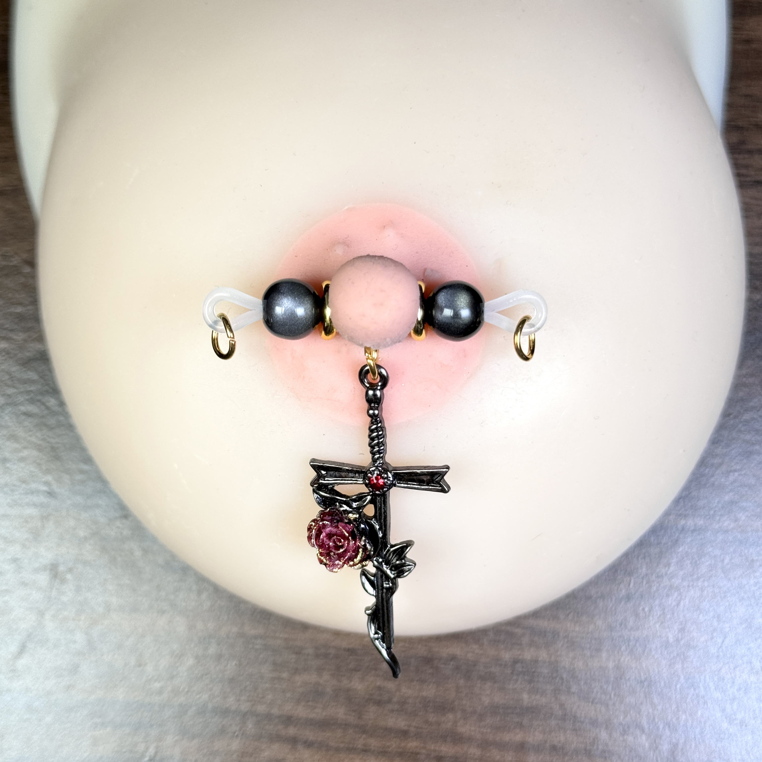 Black Rose Cross Nipple Clamps