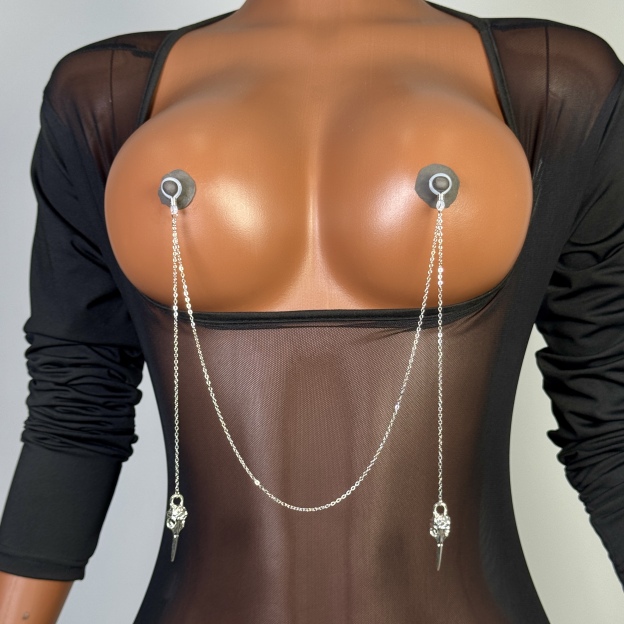 Silver Raven Skull Body Chain