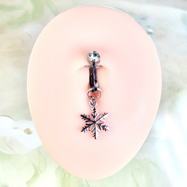 Crystal Snowflake Faux Belly Button Ring