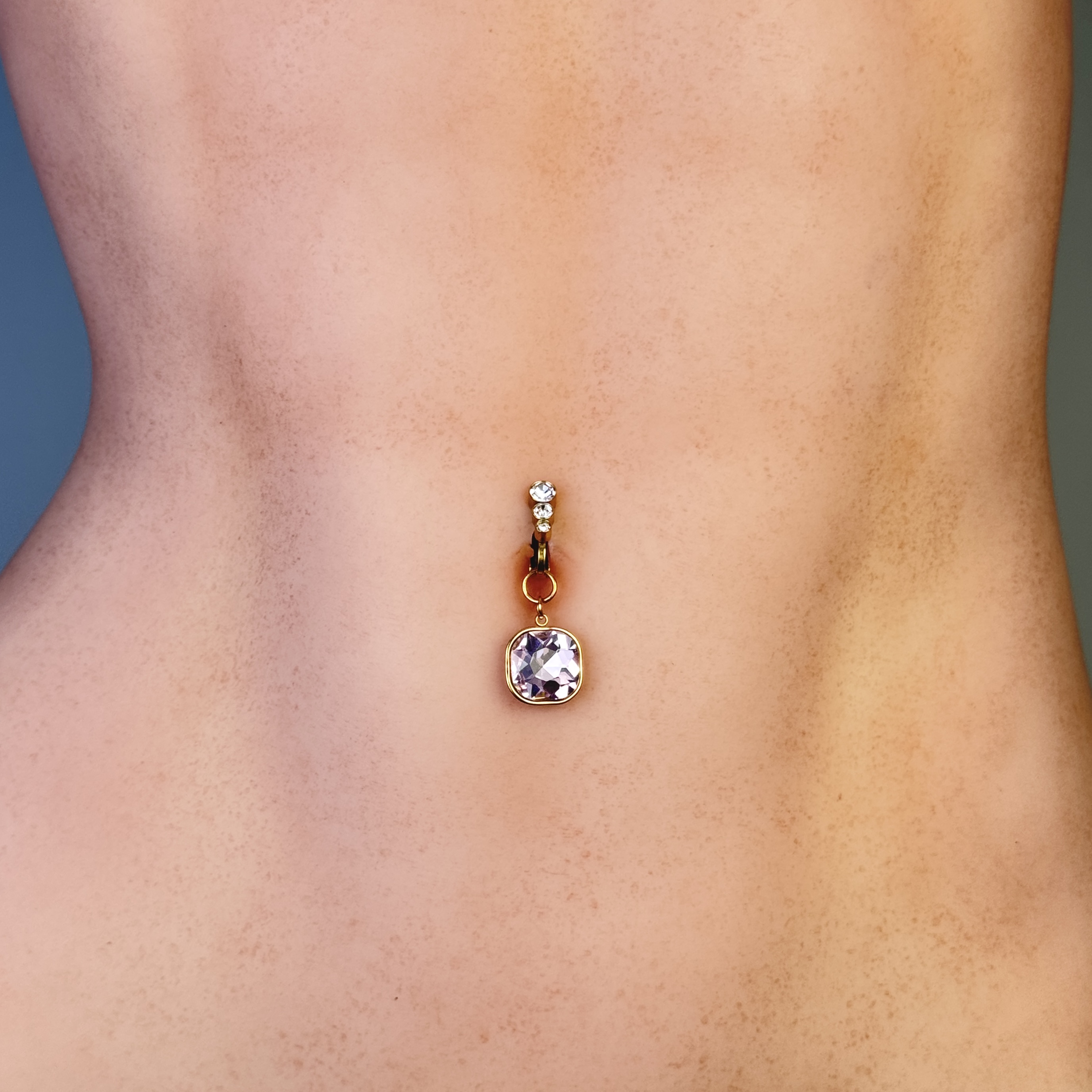 Non-piercing amethyst navel clip