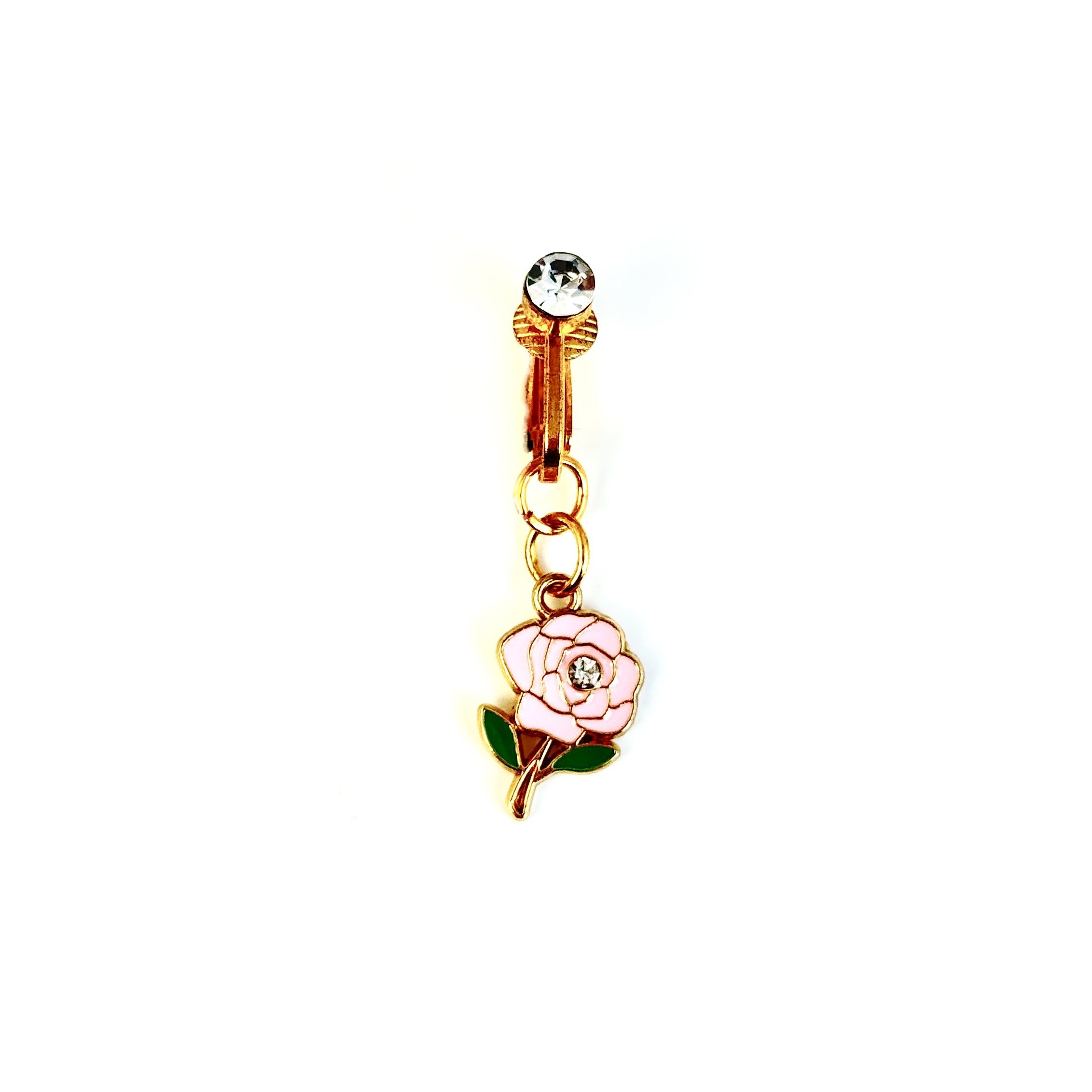 White Rose Charm Faux Navel Ring