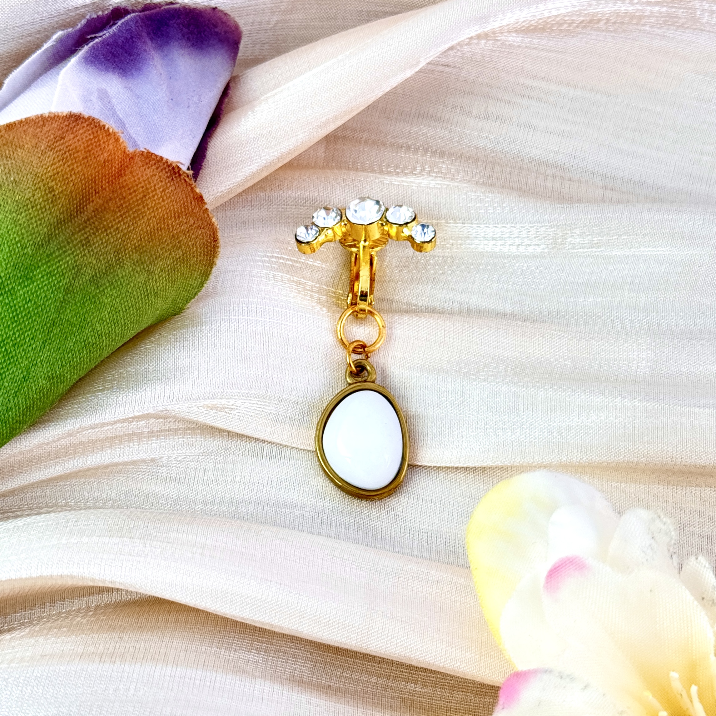 Pearl Drop Faux Belly Button Ring