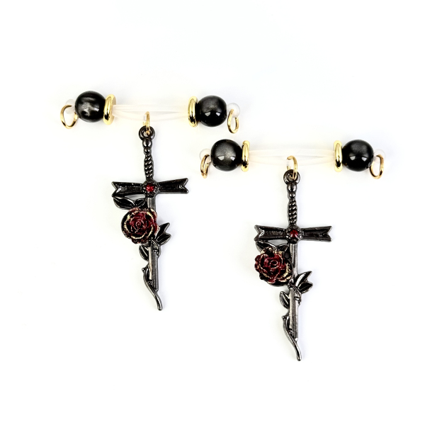 Black Rose Cross Nipple Clamps