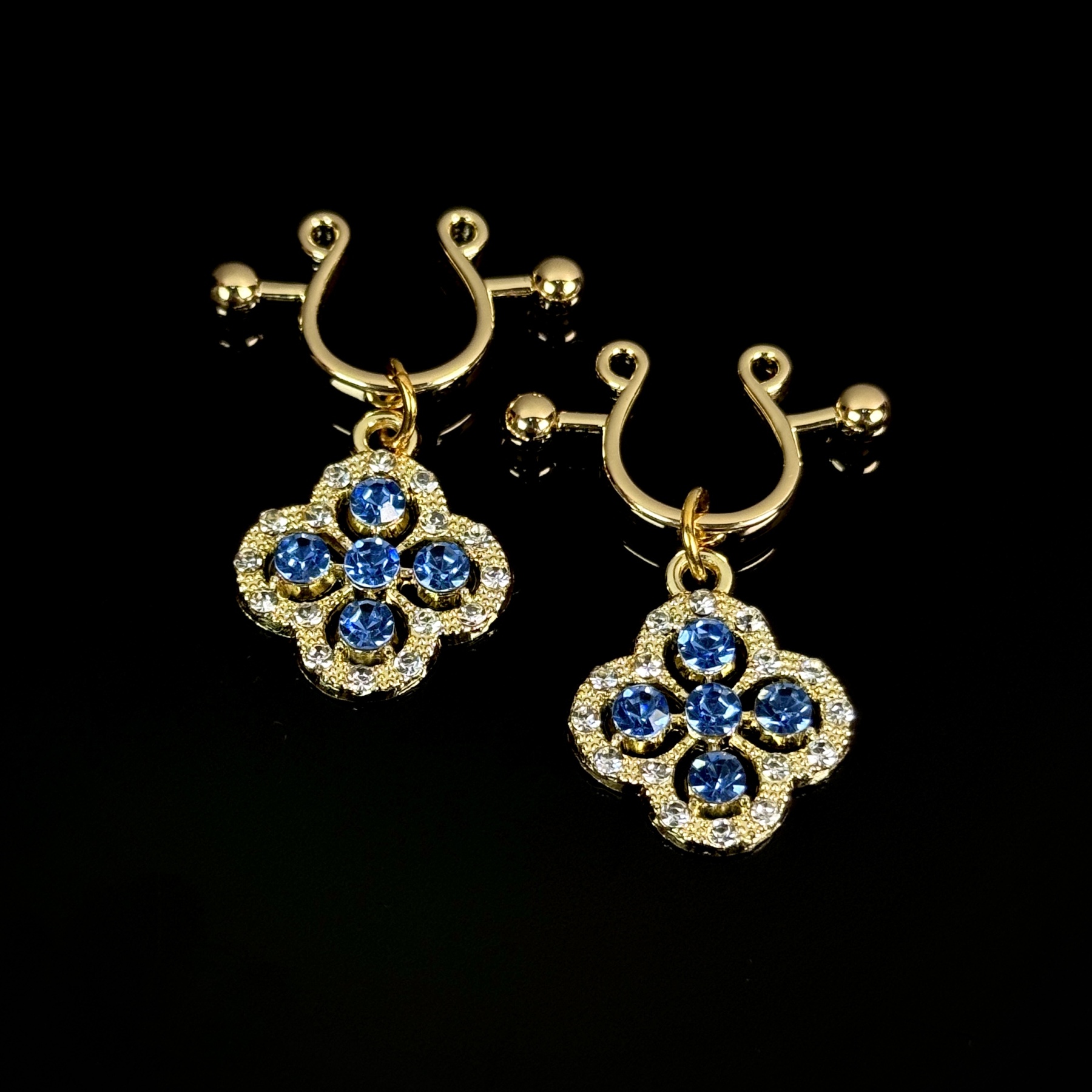 Sapphire Clover Nipple Clamps