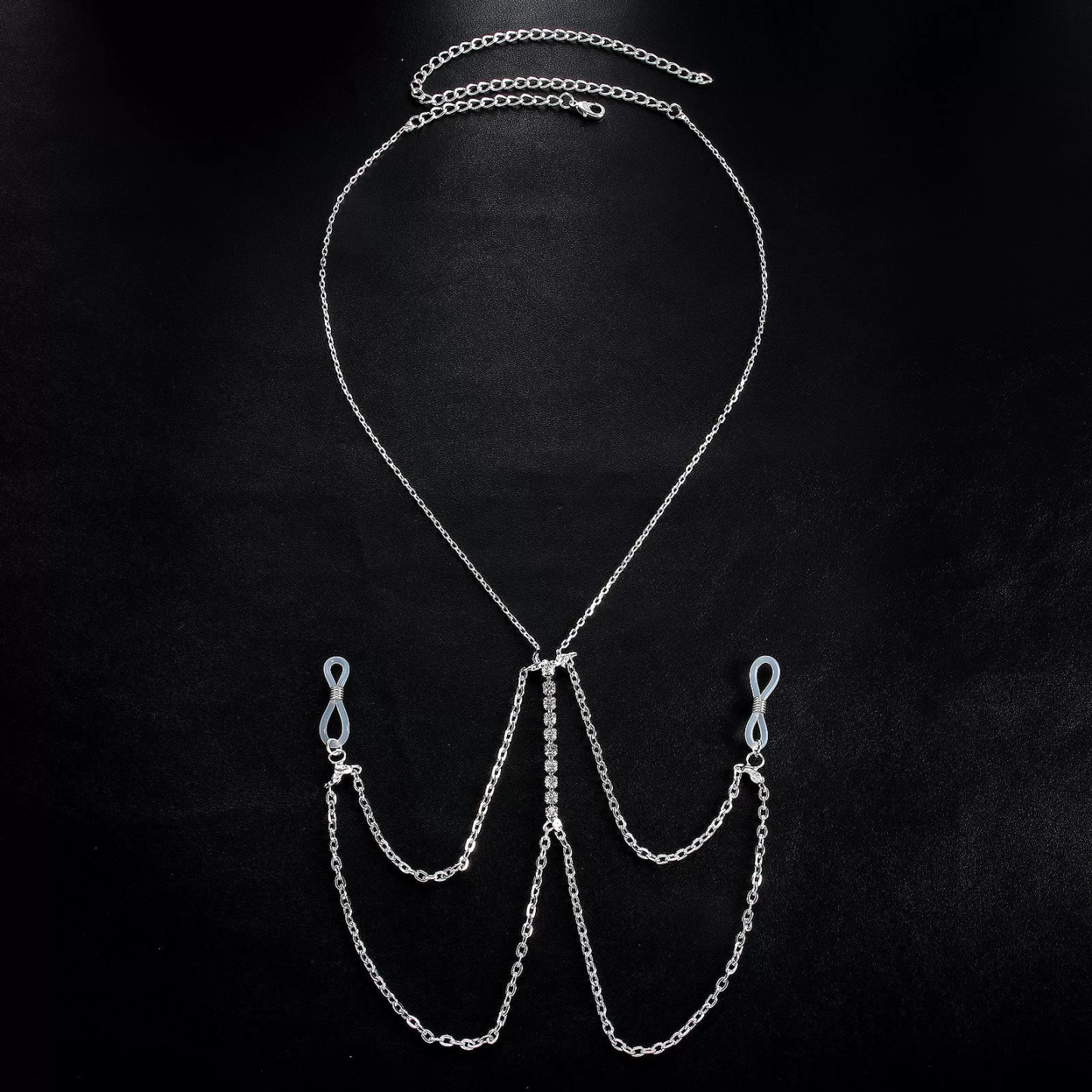 Rhinestone body chain and nipple chain