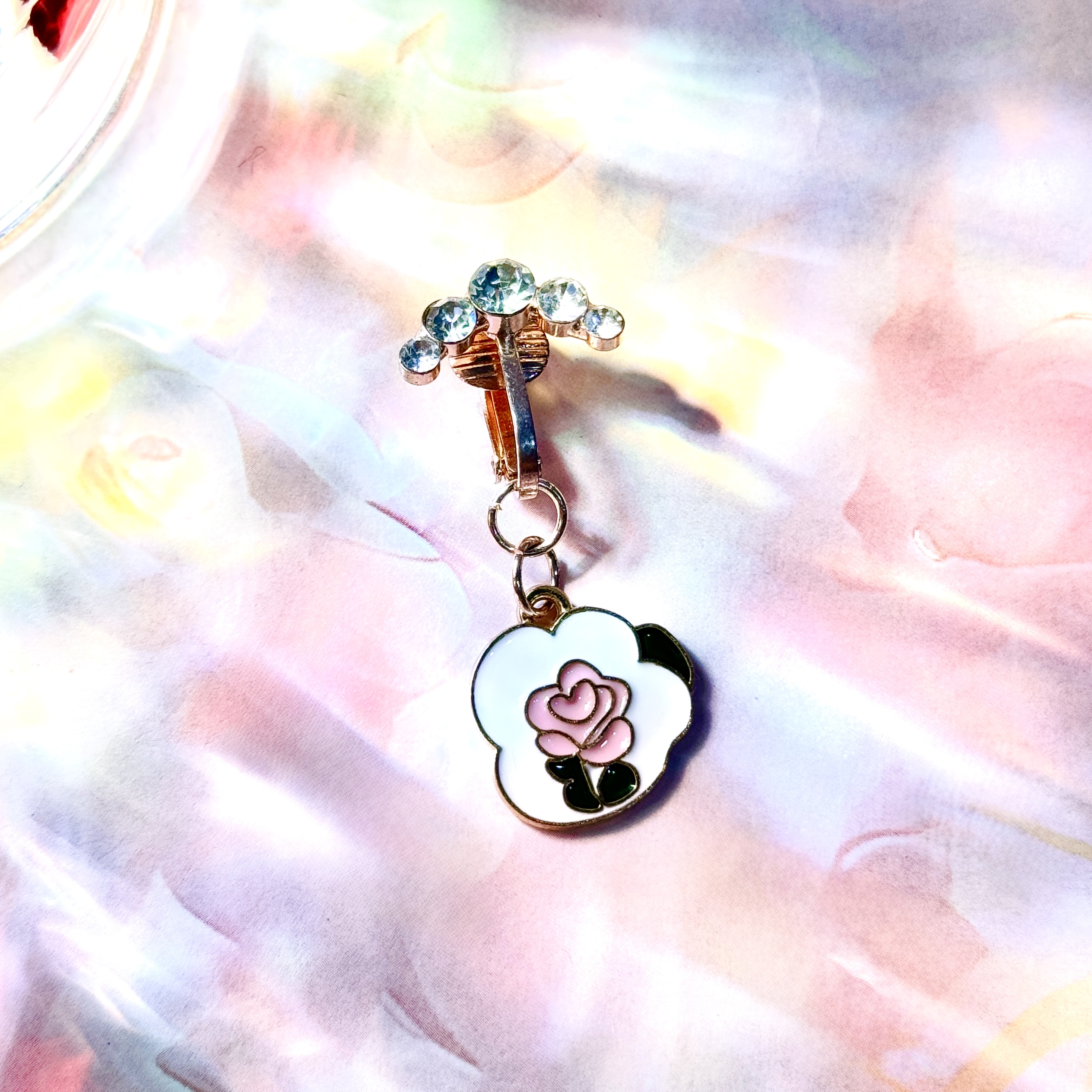 Rose Bloom Charm Faux Navel Ring