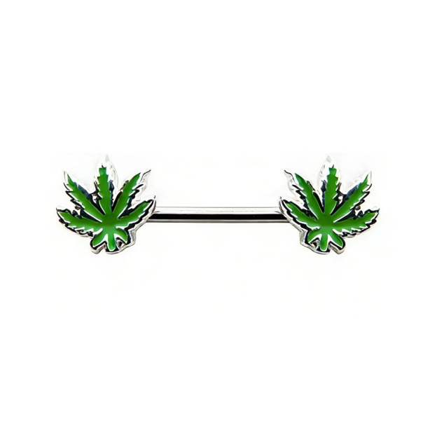 Vivid Green Leaf Nipple Ring