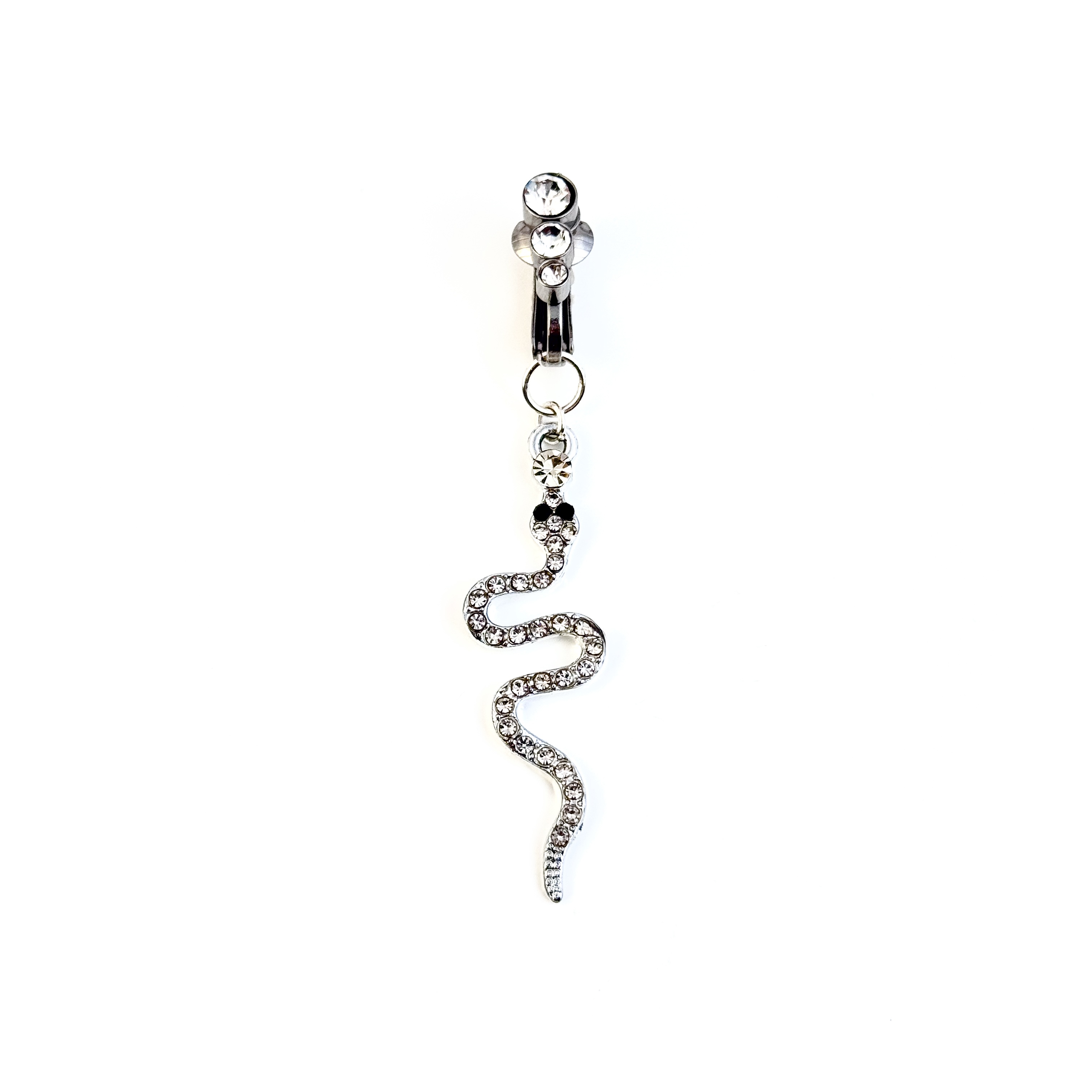 Diamond-studded snake-style non-piercing navel clip