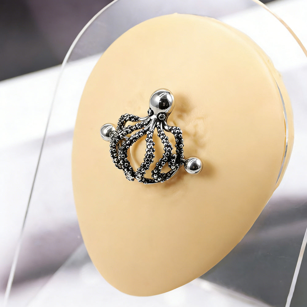 Gothic-Style Octopus Tentacle Nipple Ring Piercing Jewelry