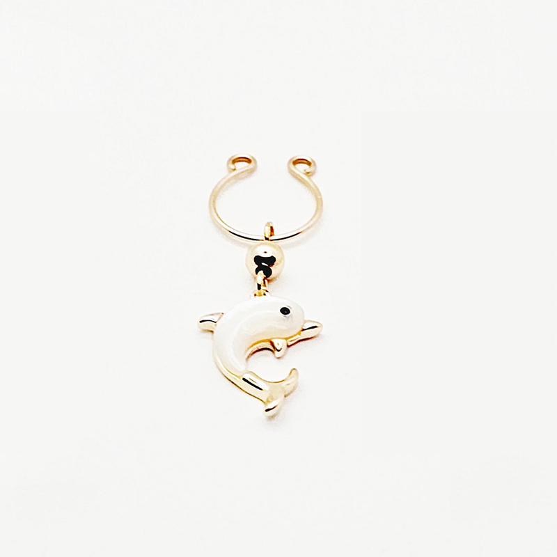 Dolphin non-piercing nipple ring-Thyye