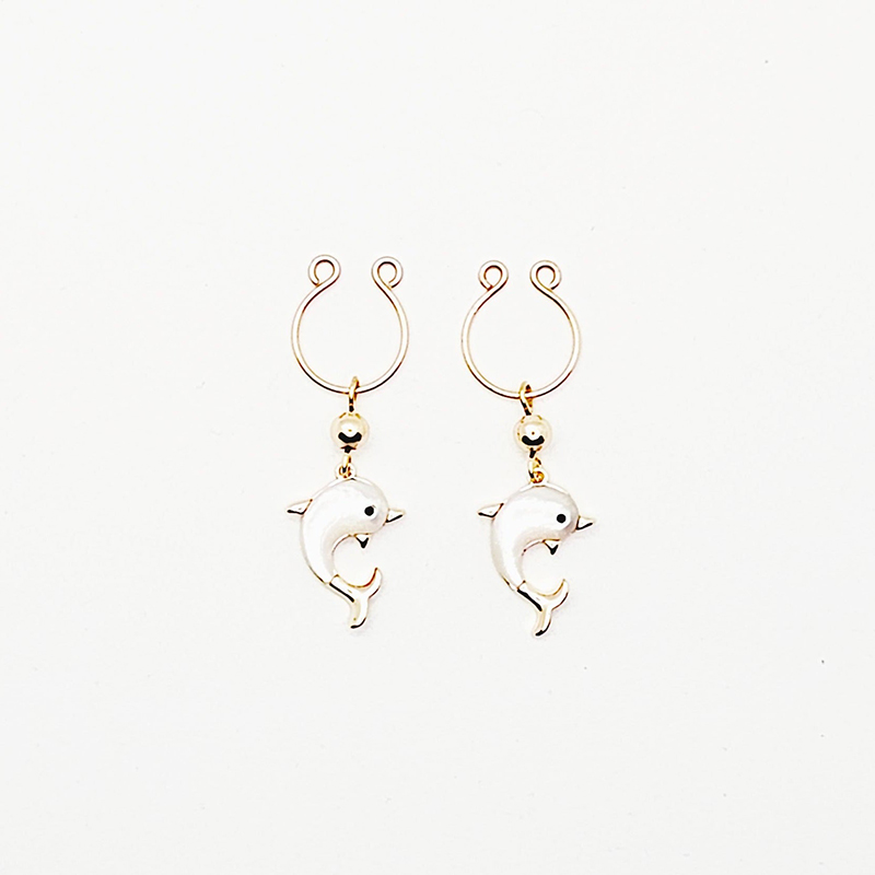 Dolphin non-piercing nipple ring-Thyye