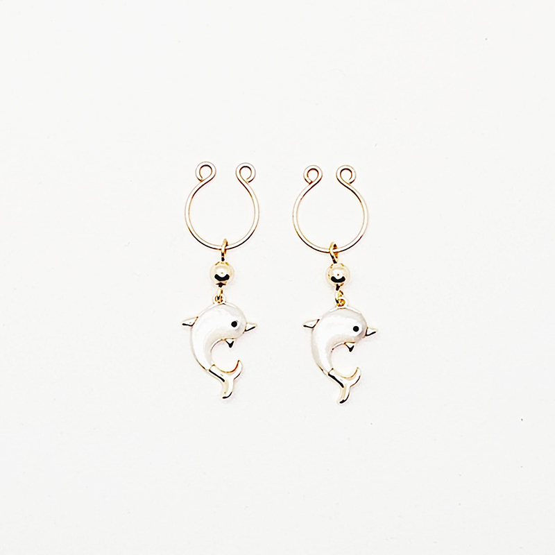Dolphin non-piercing nipple ring-Thyye