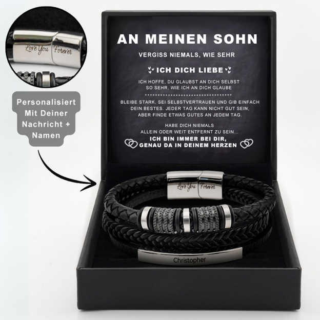 „Für immer verbunden“ – personalisiertes Armband für Sohn-Thyye