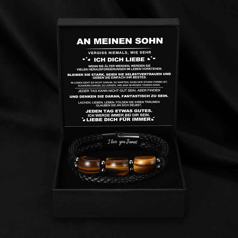 An meinen Sohn - Tigerauge-Schutzlederarmband-Thyye