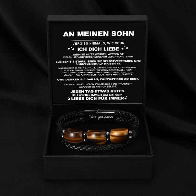 An meinen Sohn - Tigerauge-Schutzlederarmband-Thyye