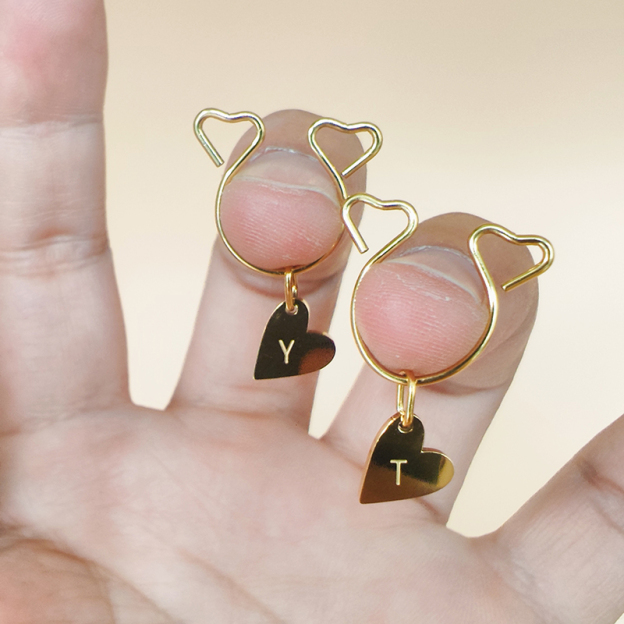 18K gold custom letter nipple clamp-Thyye