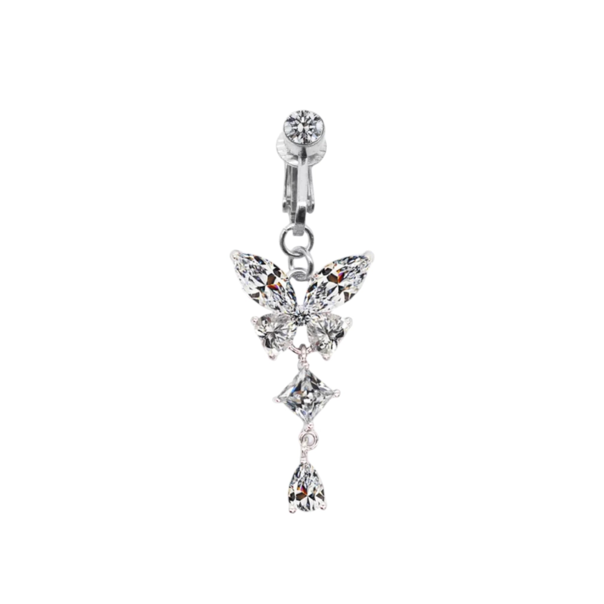Punch-free zircon butterfly belly button nail-Thyye